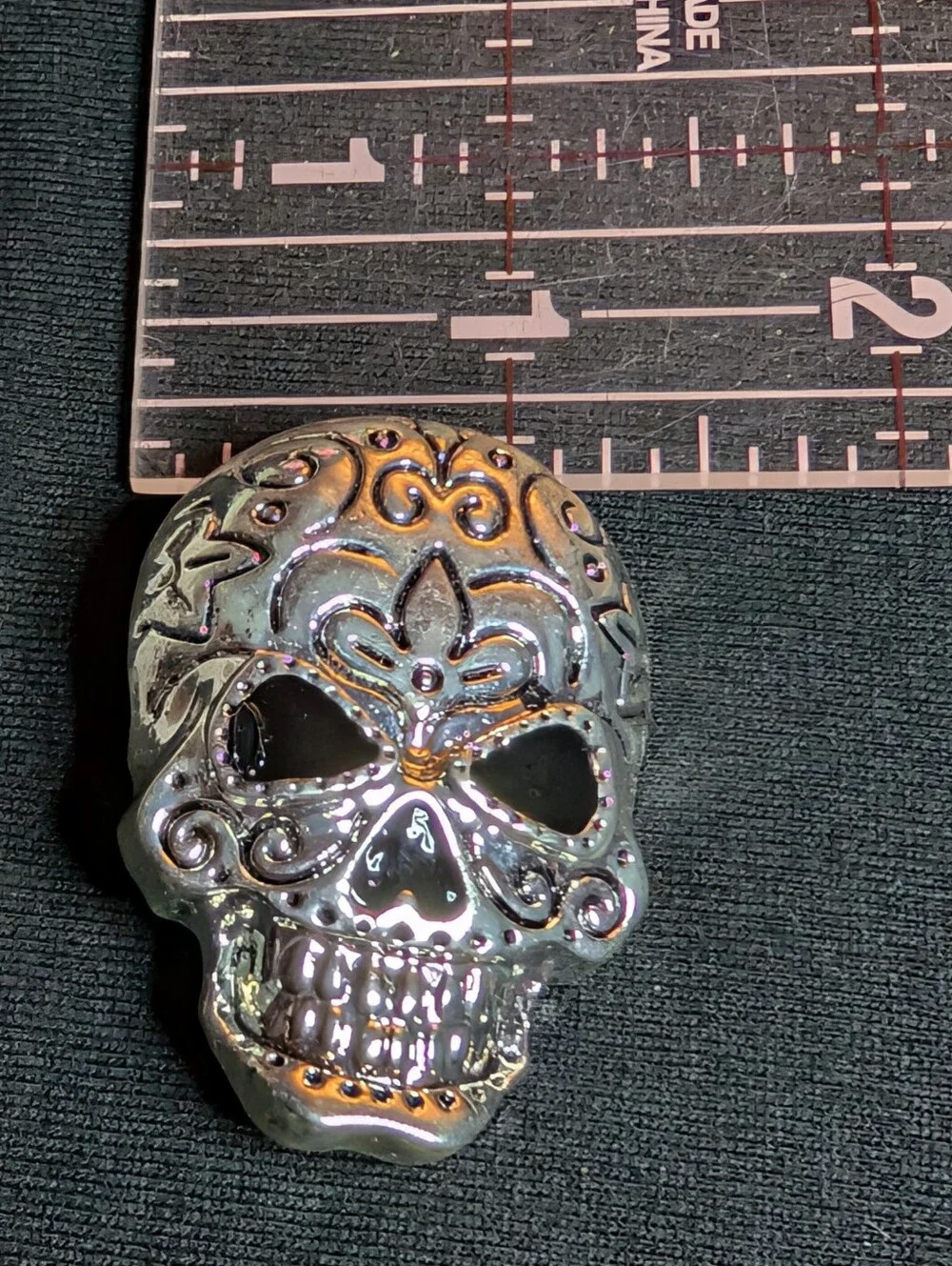 Silver Decorative Sugar Skull Accent
